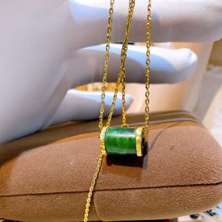 MẶT DÂY CHUYỀN LU THỐNG NGỌC CẨM THẠCH THIÊN NHIÊN BỌC VÀNG TÂY 10 KARA - THẮNG GIANG