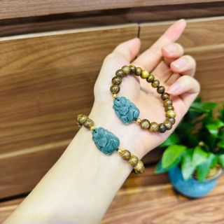 VÒNG TAY HỒ LY LAM NGỌC THIÊN NHIÊN PHỐI TRẦM HƯƠNG TỐC - THẮNG GIANG