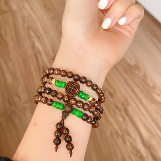 VÒNG TAY TRẦM HƯƠNG SÁNH THIÊN NHIÊN PHỐI ĐÁ CẨM THẠCH ĐIẾU MINI - THẮNG GIANG