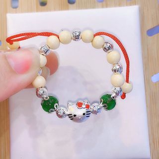 VÒNG TAY DÂU TẰM PHỐI MÈO KITTY CHARM BẠC TA CHUẨN CHO BÉ - THẮNG GIANG