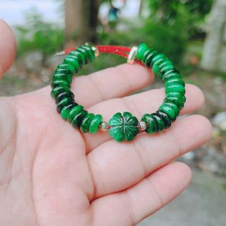 VÒNG TAY CỎ BỐN LÁ CẨM THẠCH SƠN THỦY THIÊN NHIÊN BI VÀNG TÂY 10 KARA - THẮNG GIANG