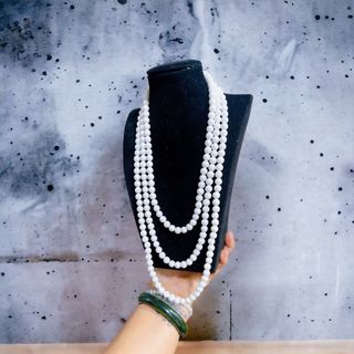 CHUỖI VÒNG CỔ BA TẦNG ĐÁ TRẮNG 8 LY - THẮNG GIANG