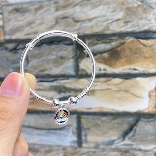 VÒNG TAY CHO BÉ BẠC TA CHUẨN HÌNH CẦU VỒNG CÓ THẺ HÓA ĐƠN - THẮNG GIANG