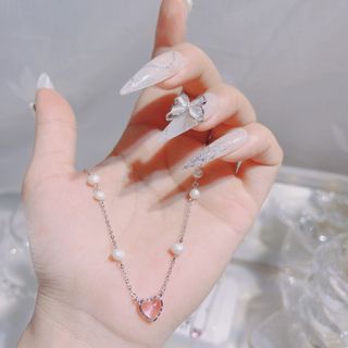 DÂY CHUYỀN NGỌC TRAI NUÔI PHỐI BẠC TA MẶT TIM HỒNG - THẮNG GIANG