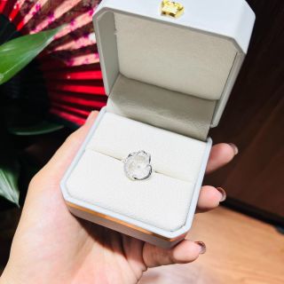 NHẪN HỒ LY THẠCH ANH TRẮNG THIÊN NHIÊN BỌC BẠC TA - THẮNG GIANG