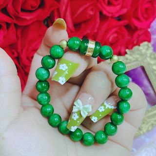 VÒNG TAY NGỌC CẨM THẠCH PHỐI LU THỐNG GIÁC VÀNG 24 KARA - THẮNG GIANG