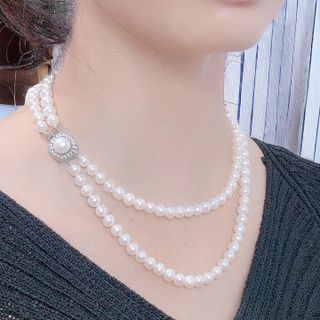 CHUỖI VÒNG CỔ NGỌC TRAI NUÔI NƯỚC NGỌT THIÊN NHIÊN HAI TẦNG - THẮNG GIANG