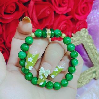VÒNG TAY NGỌC CẨM THẠCH PHỐI LU THỐNG GIÁC VÀNG 24 KARA - THẮNG GIANG