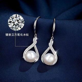 BÔNG TAI MÓC CÂU BẠC TA CAO CẤP GẮN NGỌC TRAI NUÔI - THẮNG GIANG