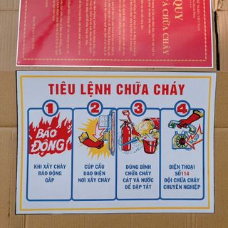 Bộ nội quy tiêu lệnh PCCC bằng tôn sơn tĩnh điện - kt 33*46cm