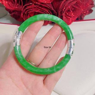 VÒNG TAY NGỌC CẨM THẠCH THIÊN NHIÊN BỌC BẠC TA - THẮNG GIANG