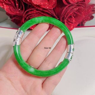 VÒNG TAY NGỌC CẨM THẠCH THIÊN NHIÊN BỌC BẠC TA - THẮNG GIANG