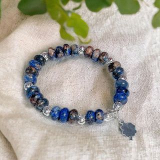 VÒNG TAY BÁNH XE NGỌC THIÊN NHIÊN PHỐI CHARM BẠC TA - THẮNG GIANG