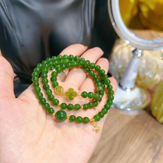 VÒNG TAY NGỌC BÍCH THIÊN NHIÊN PHỐI CHARM CÓ THẺ HÓA ĐƠN - THẮNG GIANG