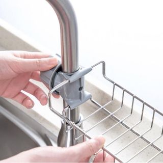 Kệ Khay Inox Gắn Vòi Để Miếng Rửa Bát Chén Đa Năng , Giá Treo Vòi Inox
