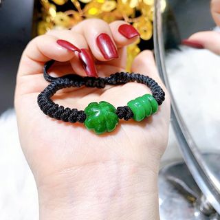 VÒNG TAY CỎ BỐN LÁ TAM ĐIẾU NGỌC CẨM THẠCH TẾT DÂY ĐEN - THẮNG GIANG