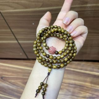 VÒNG TAY TRẦM HƯƠNG TỐC PHỐI CỎ BỐN LÁ ĐÁ ĐÀO HOA THIÊN NHIÊN - THẮNG GIANG