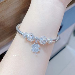 VÒNG TAY CHARM CỎ BỐN LÁ BẠC TA CAO CẤP CÓ THẺ HÓA ĐƠN - THẮNG GIANG