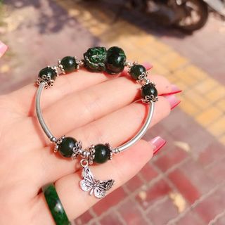 VÒNG TAY CHARM TÌ HƯU NGỌC CẨM THẠCH SƠN THỦY BẠC TA THIÊN NHIÊN - THẮNG GIANG
