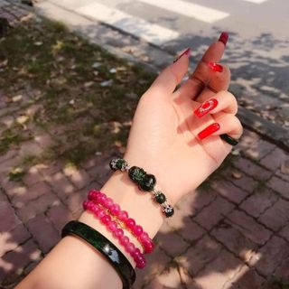 VÒNG TAY CHARM TÌ HƯU NGỌC CẨM THẠCH SƠN THỦY BẠC TA THIÊN NHIÊN - THẮNG GIANG