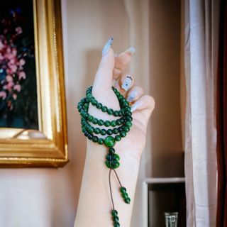 CHUỖI VÒNG TAY CỎ BỐN LÁ NGỌC CẨM THẠCH THIÊN NHIÊN - THẮNG GIANG