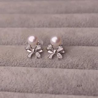 BÔNG TAI NƠ BẠC TA CHUẨN GẮN NGỌC TRAI NUÔI NƯỚC NGỌT THIÊN NHIÊN - THẮNG GIANG