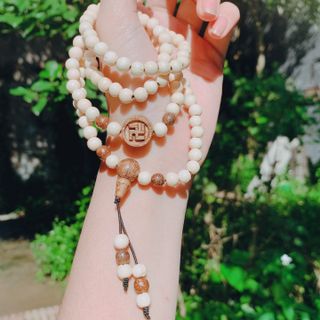 VÒNG TAY DÂU TẰM PHỐI CHỮ VẠN TRẦM HƯƠNG TỐC THIÊN NHIÊN 108 HẠT - THẮNG GIANG