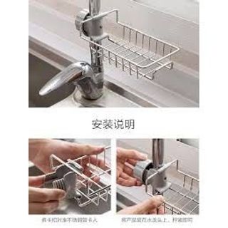 Kệ Khay Inox Gắn Vòi Để Miếng Rửa Bát Chén Đa Năng , Giá Treo Vòi Inox giá sỉ