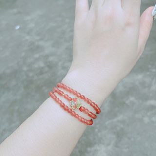 VÒNG TAY MÃ NÃO NAM HỒNG THIÊN NHIÊN PHỐI CHARM HOA - THẮNG GIANG