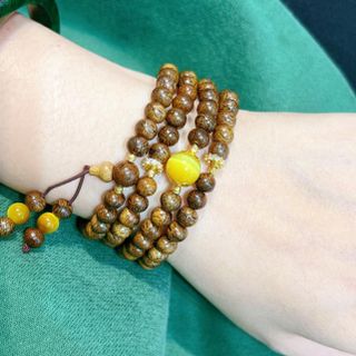 VÒNG TAY TRẦM HƯƠNG TỐC PHỐI ĐÁ THẠCH ANH MẮT HỔ THIÊN NHIÊN - THẮNG GIANG