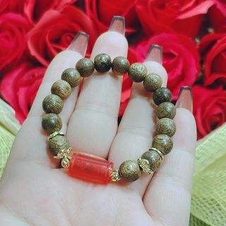 VÒNG TAY TRẦM HƯƠNG TỐC THIÊN NHIÊN PHỐI LU THỐNG NGỌC CẨM THẠCH HUYẾT - THẮNG GIANG