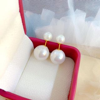 BÔNG TAI NGỌC TRAI SAN HÔ CHUÔI VÀNG TÂY 10 KARA - THẮNG GIANG