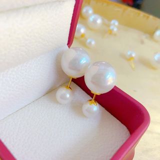 BÔNG TAI NGỌC TRAI SAN HÔ CHUÔI VÀNG TÂY 10 KARA - THẮNG GIANG