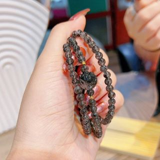 VÒNG TAY SEN THẠCH ANH TÓC ĐEN MIX BI VÀNG TÂY 10 KARA - THẮNG GIANG