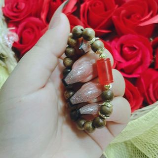 VÒNG TAY TRẦM HƯƠNG TỐC THIÊN NHIÊN PHỐI LU THỐNG NGỌC CẨM THẠCH HUYẾT - THẮNG GIANG