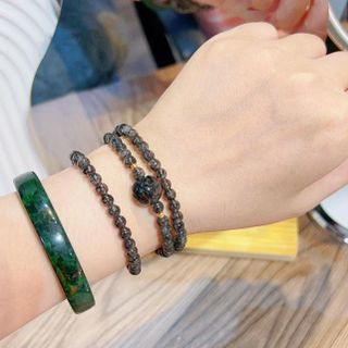 VÒNG TAY SEN THẠCH ANH TÓC ĐEN MIX BI VÀNG TÂY 10 KARA - THẮNG GIANG