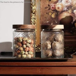 Set 3 Lọ Đựng Đồ Khô Nắp Giả Gỗ