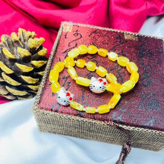 VÒNG TAY HỔ PHÁCH HẠT GẠO THIÊN NHIÊN PHỐI CHARM MÈO BẠC TA - THẮNG GIANG