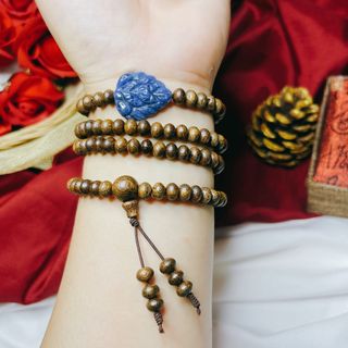 VÒNG TAY TRẦM HƯƠNG TỐC DẸT PHỐI HỒ LY CHÚA LAPIZ THIÊN THANH THIÊN NHIÊN - THẮNG GIANG