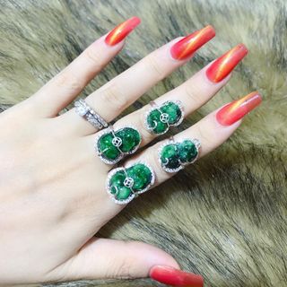 NHẪN TÌ HƯU NGỌC CẨM THẠCH SƠN THỦY THIÊN NHIÊN BỌC BẠC TA CAO CẤP - THẮNG GIANG