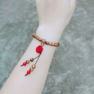 VÒNG TAY ĐƠN LU THỐNG HOA MẪU ĐƠN CHU SA PHỐI TRẦM HƯƠNG - THẮNG GIANG