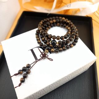VÒNG TAY TRẦM HƯƠNG SÁNH PHỐI ĐÁ PHONG THỦY THIÊN NHIÊN BI VÀNG TÂY 10 KARA - THẮNG GIANG