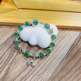VÒNG TAY THẠCH ANH DÂU TÂY XANH THIÊN NHIÊN PHỐI CHARM BẠC TA - THẮNG GIANG