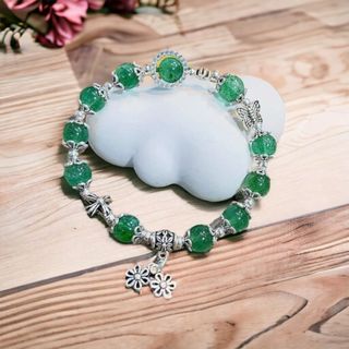 VÒNG TAY THẠCH ANH DÂU TÂY XANH THIÊN NHIÊN PHỐI CHARM BẠC TA - THẮNG GIANG
