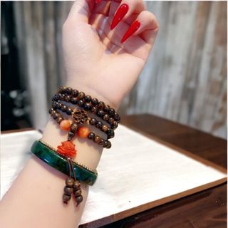 VÒNG TAY TRẦM HƯƠNG SÁNH CHÌM PHỐI SEN NGỌC CẨM THẠCH HUYẾT THIÊN NHIÊN - THẮNG GIANG