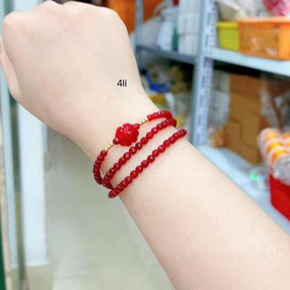 VÒNG TAY CỎ BỐN LÁ ĐÁ MÃ NÃO 4 LY - THẮNG GIANG