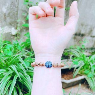 VÒNG TAY TRẦM HƯƠNG TỐC PHỐI CỎ BỐN LÁ ĐÁ LAPIZ THIÊN THANH THIÊN NHIÊN - THẮNG GIANG