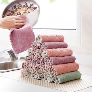 Khăn Bếp Lau Đa Năng, Cốc Chén, Bát Đĩa, Thấm Nước Chống Dính Dầu Hai Mặt Dày Dặn - Kimi Decor