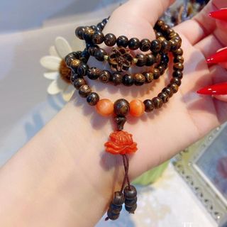 VÒNG TAY TRẦM HƯƠNG SÁNH CHÌM PHỐI SEN NGỌC CẨM THẠCH HUYẾT THIÊN NHIÊN - THẮNG GIANG