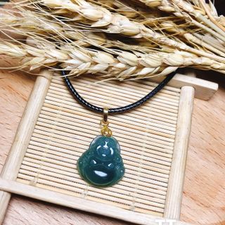 DÂY CHUYỀN MẶT PHẬT NGỌC CẨM THẠCH THIÊN NHIÊN MÓC VÀNG TÂY 10 KARA - THẮNG GIANG